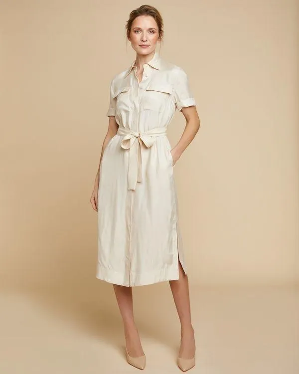 Paul Costelloe Living Studio Stone Cupro Shirt Dress