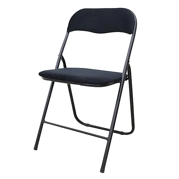 Lasana Black Velvet effect Folding chair (H)780mm (W)440mm (D)470mm