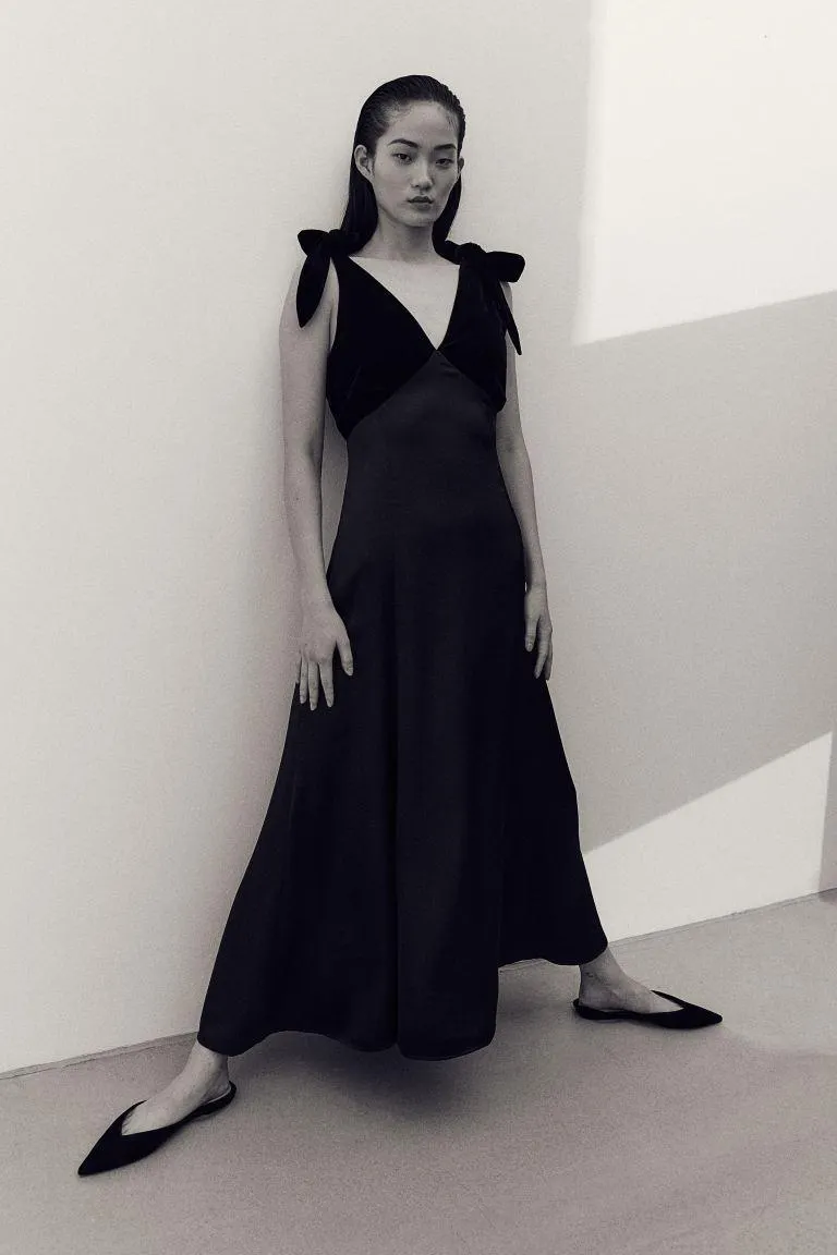 Tie-strap satin dress