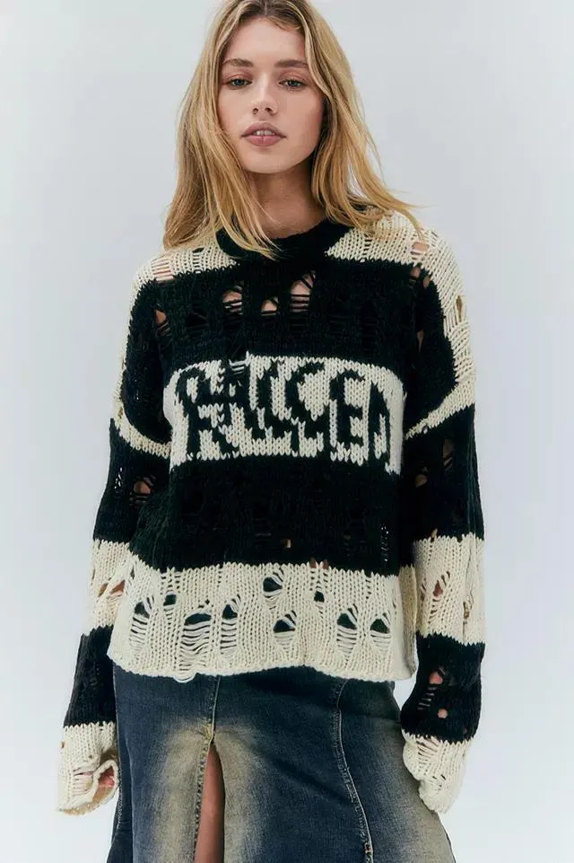 The Ragged Priest Maglione in maglia a righe invecchiata