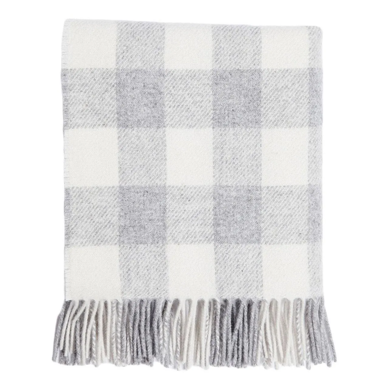 Pearl Grey Check Lambswool Baby Blanket