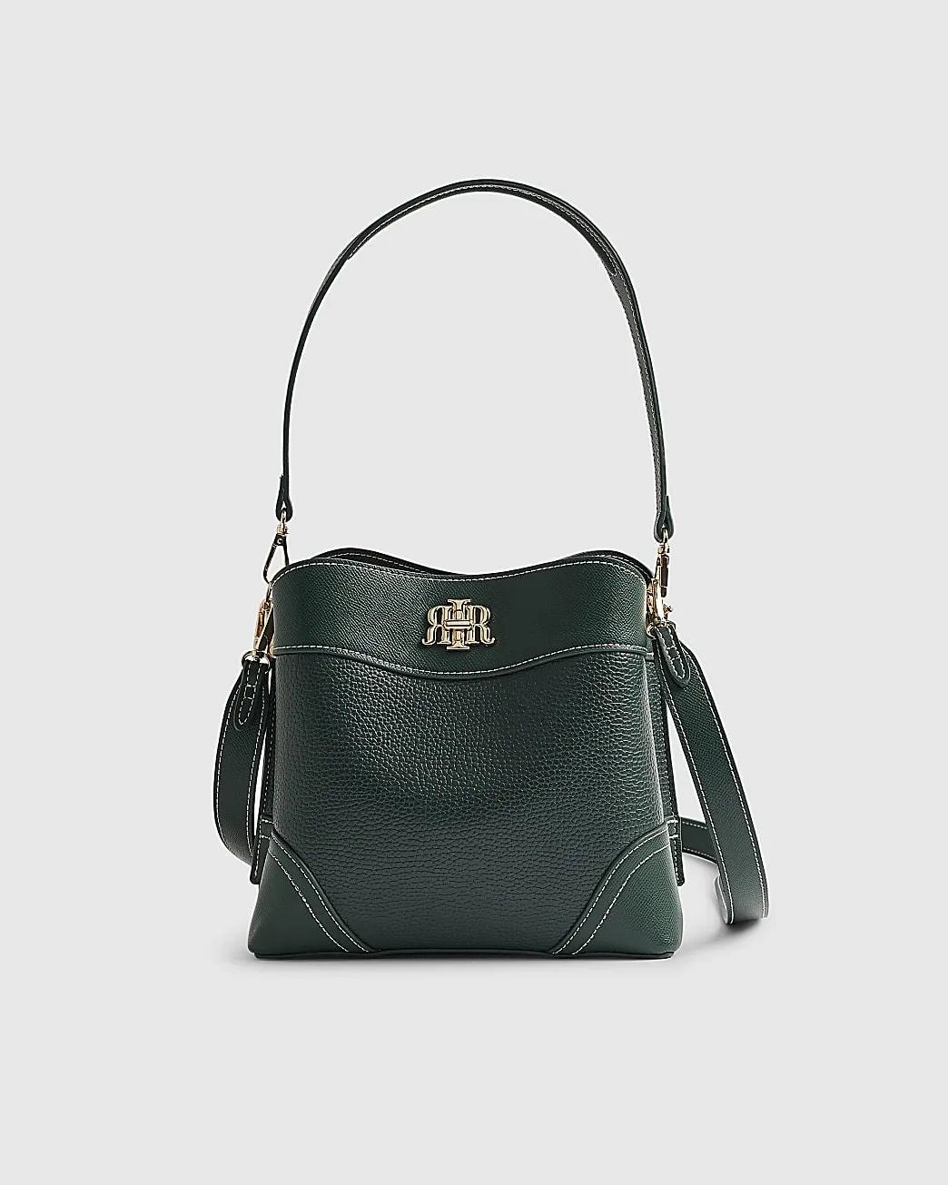 Green RIR Lock Front Bucket Bag