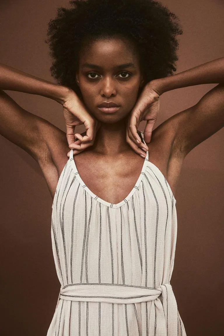 Tie-belt jersey jumpsuit