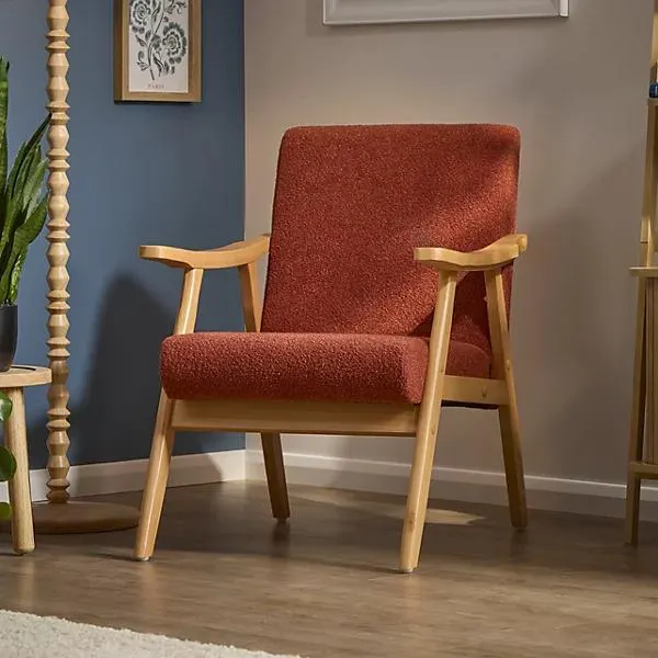 Glanna Spice Bouclé effect Occasional chair (H)830mm (W)640mm (D)770mm