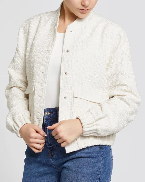 Bouclé Bomber Jacket