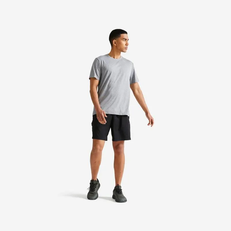 T-shirt uomo fitness essential 100 traspirante grigio melange