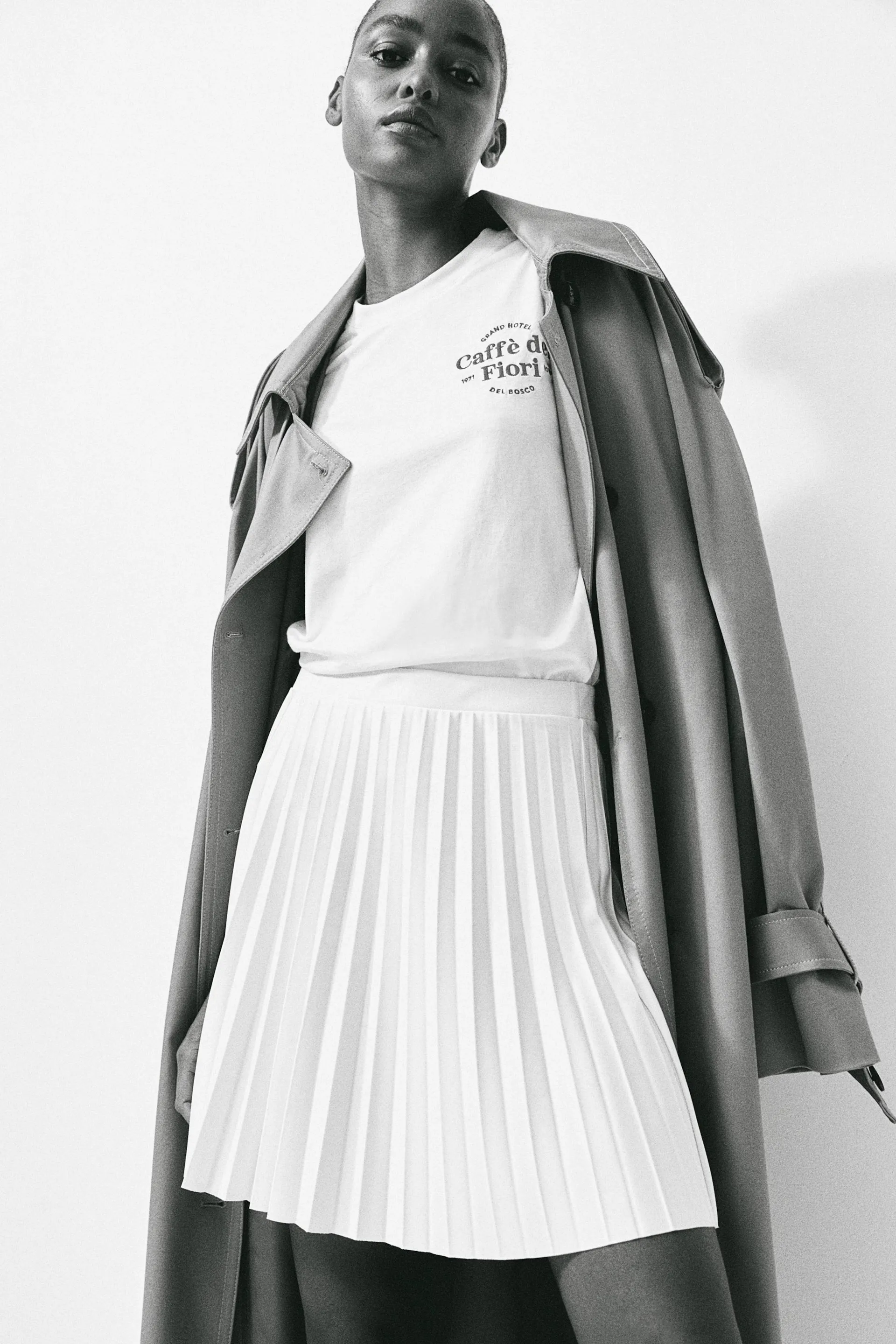 Pleated jersey skirt
