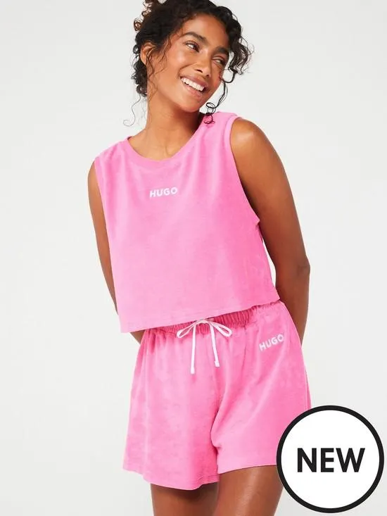 RED Bonnie Towelling Beach Tank Top - Pink