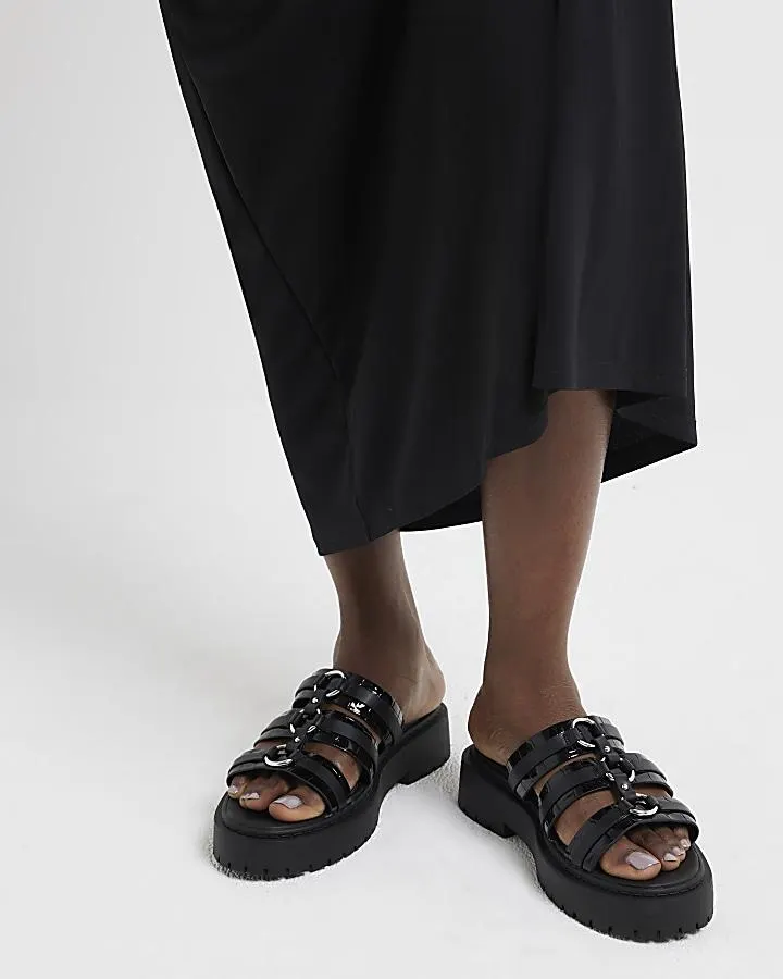 Black Strappy Gladiator Sandals