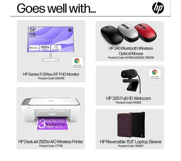 HP 15a-nb0504sa 15.6" Chromebook - Intel® N100, 128 GB GB UFS, Silver