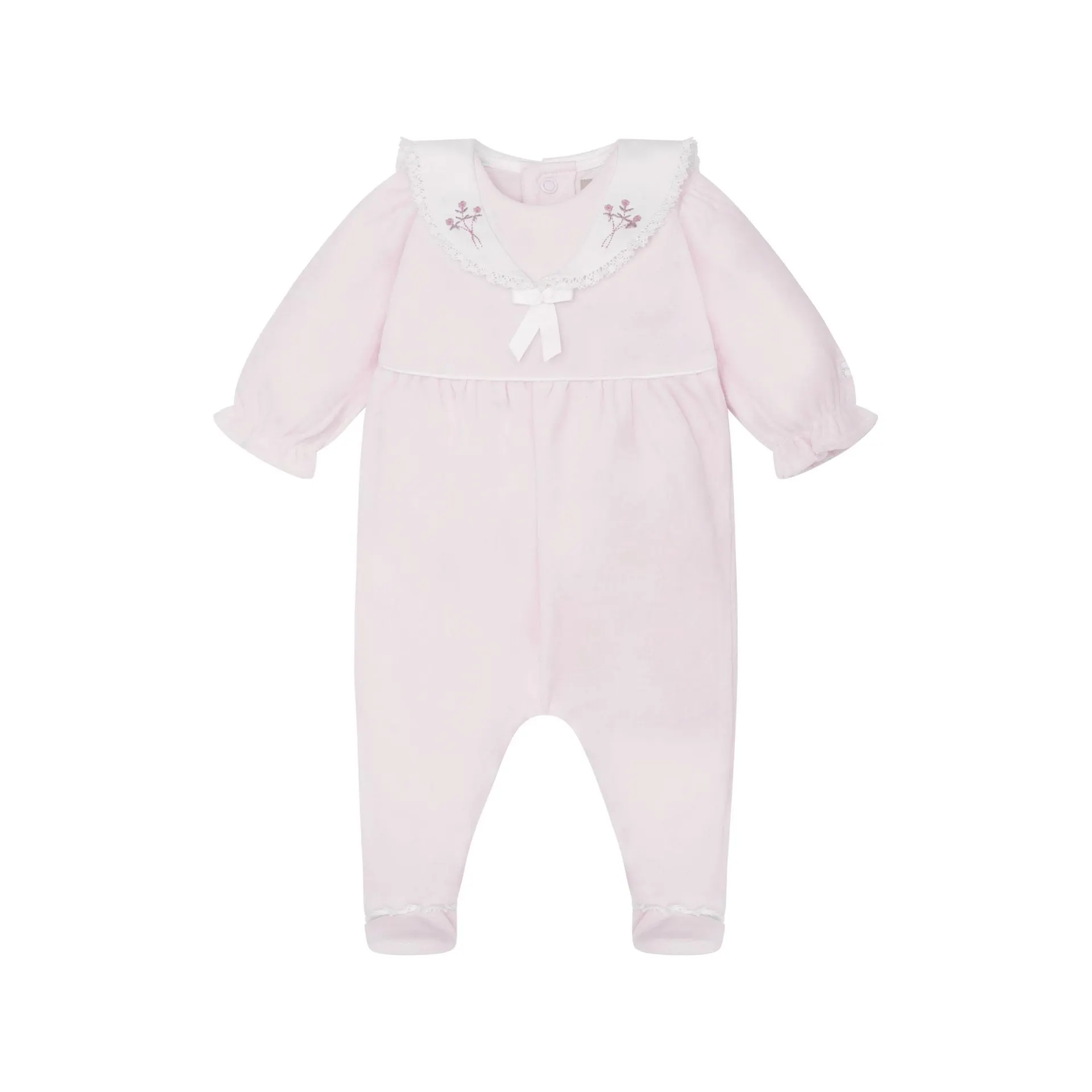 Katie Velour Floral Embroidered Babygrow