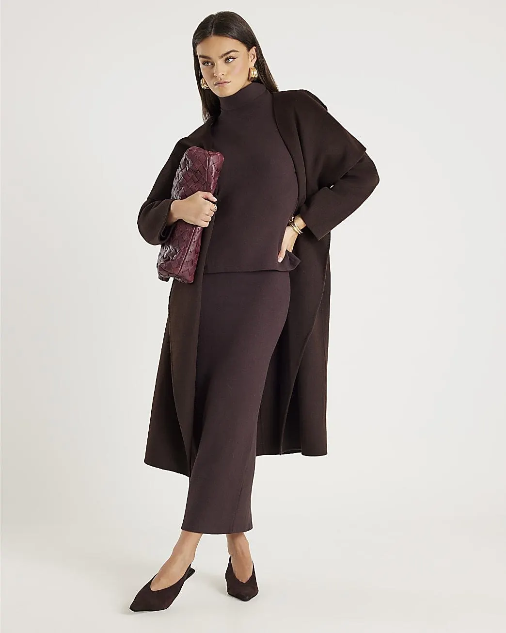 Brown Cosy Midi Skirt