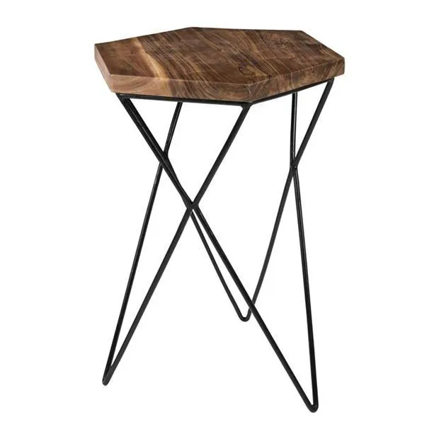 Hexagon Wooden Side Table
