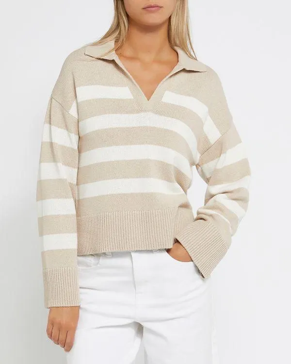 Cotton Blend Collared Jumper