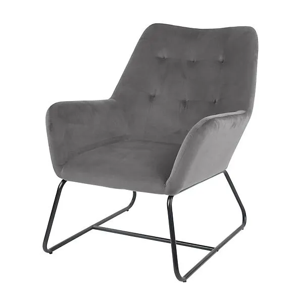 Turio Grey Velvet effect Relaxer chair (H)800mm (W)650mm (D)815mm