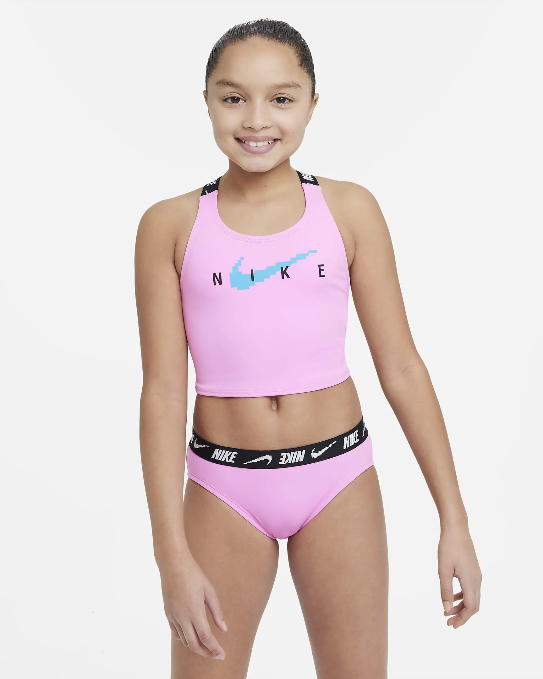 Older Kids' (Girls') Cross-Back Midkini Swimming Set