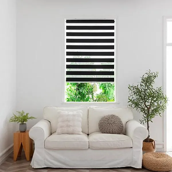 GoodHome Elin Corded Black Day & night Roller Blind (W)90cm (L)180cm