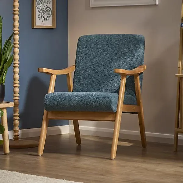 Glanna Teal Bouclé effect Occasional chair (H)830mm (W)640mm (D)770mm