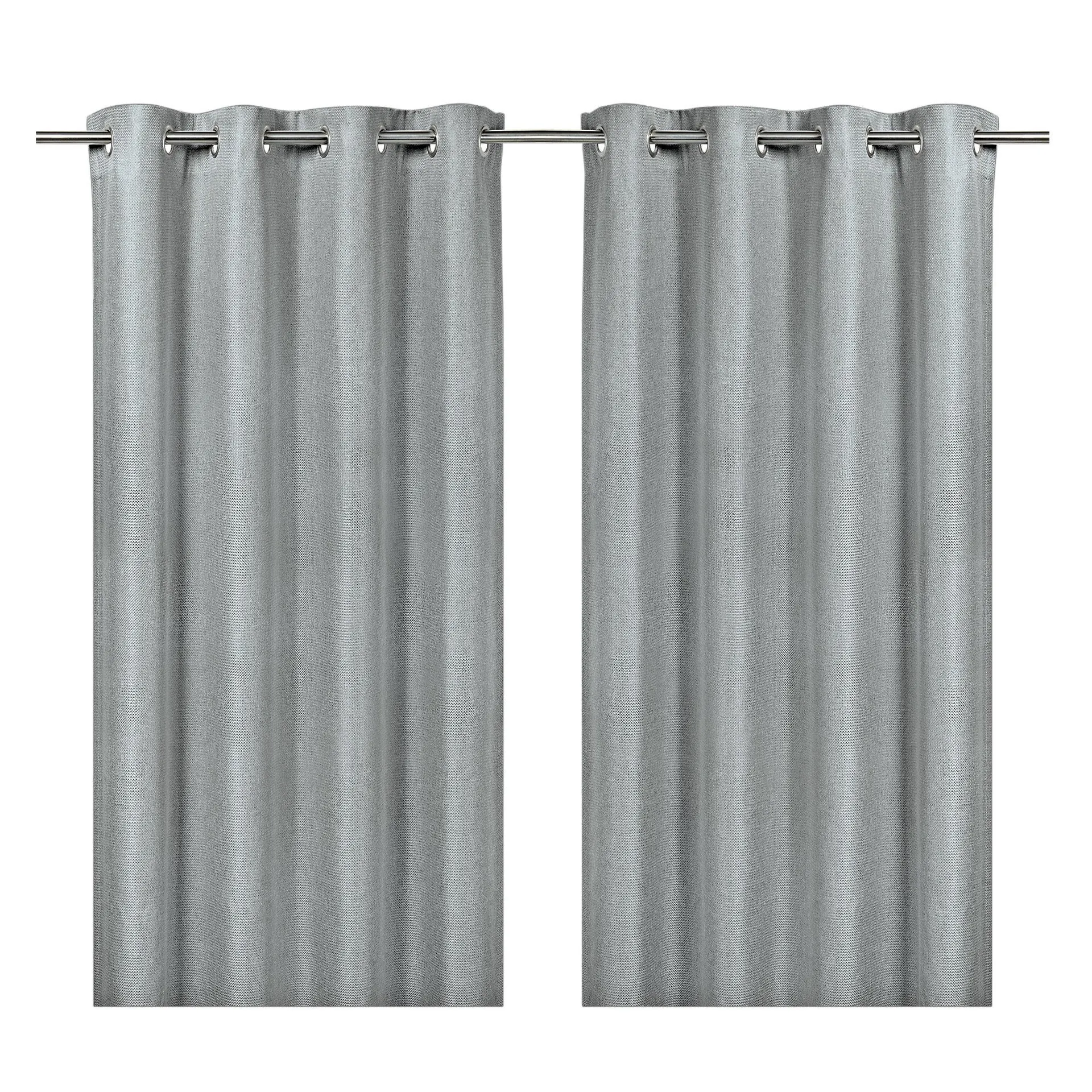 Moggo Light grey Chevron Lined Eyelet Curtain (W)228cm (L)228cm, Pair
