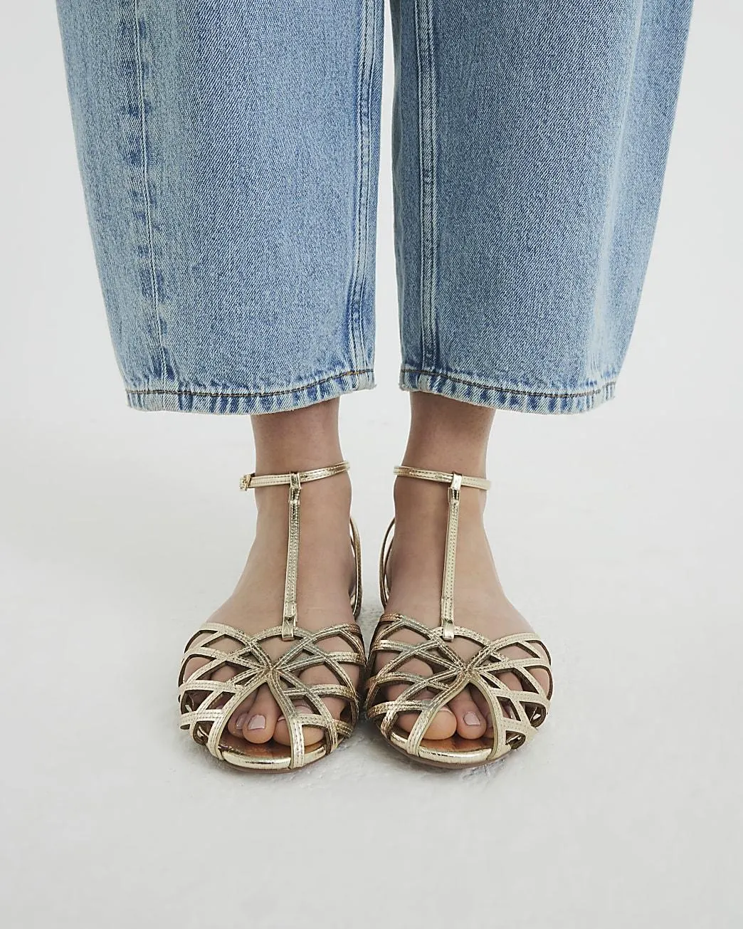 Gold Caged Sandals