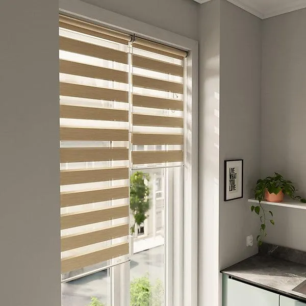 GoodHome Brize Corded Mottled natural Day & night Roller Blind (W)90cm (L)180cm