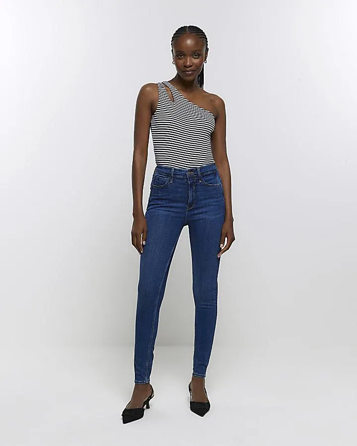 Blue high waisted bum sculpt skinny jeans