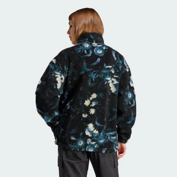 Allover Print Flower Fleece Jacket