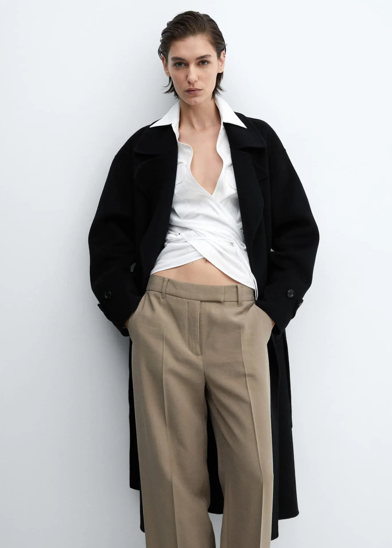 Abrigo lana cinturón