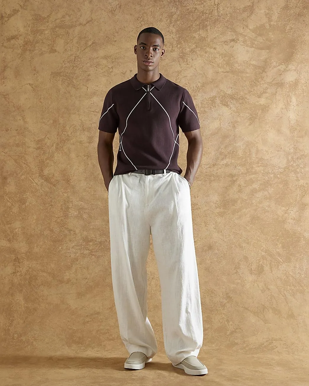 Purple Slim Fit Argyle Polo Shirt