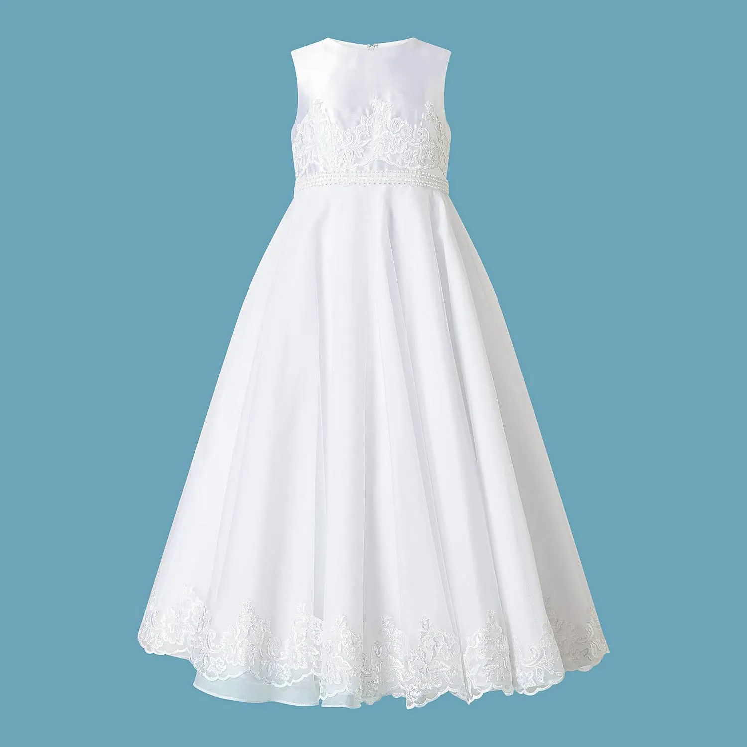 Sleeveless Embroidered Communion Dress