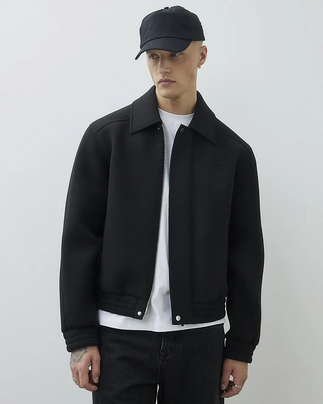 Black Collared Bomber Jacket
