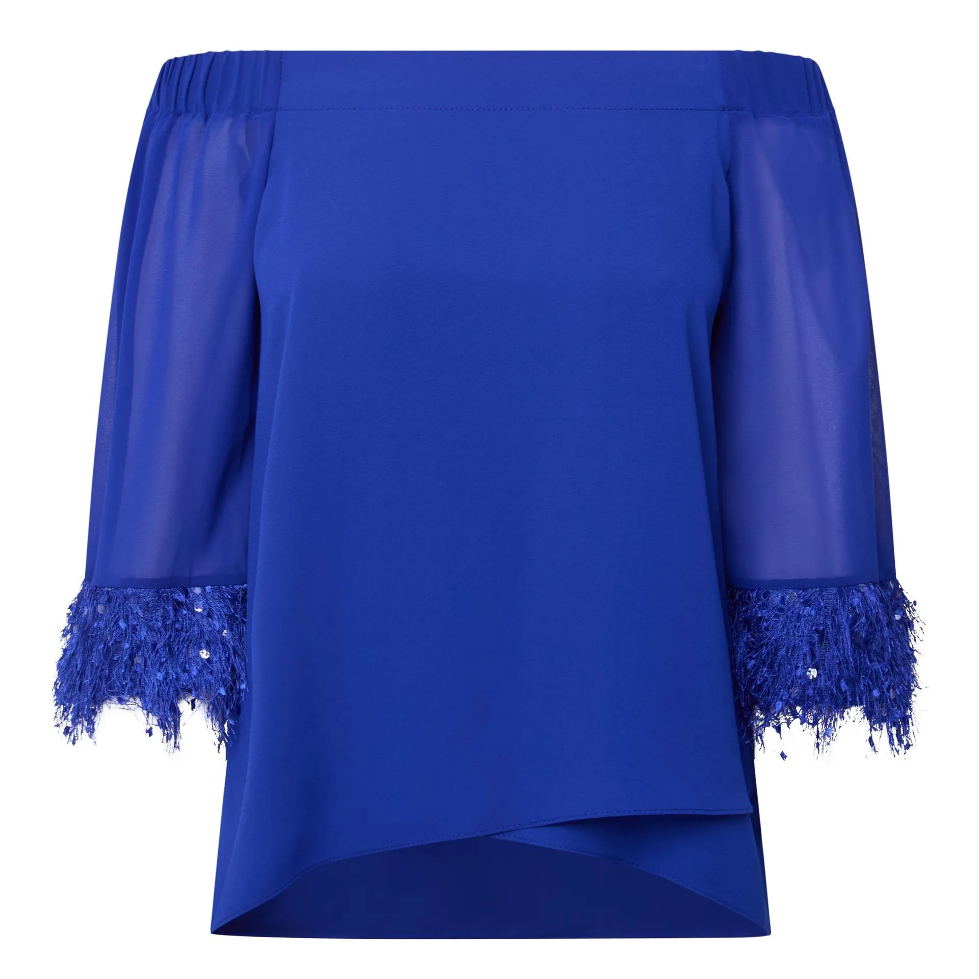 Fringe Cuffed Off-The-Shoulder Top