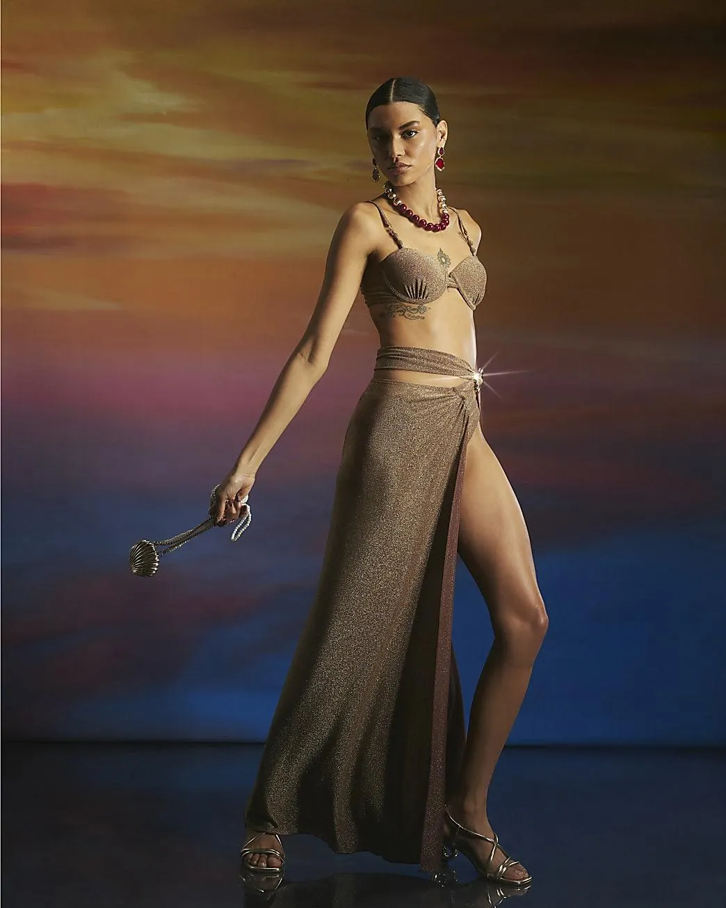 Gold Metallic Glitter Beach Skirt