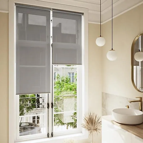 GoodHome Badallo Corded Concrete grey Daylight & thermal Roller Blind (W)90cm (L)180cm