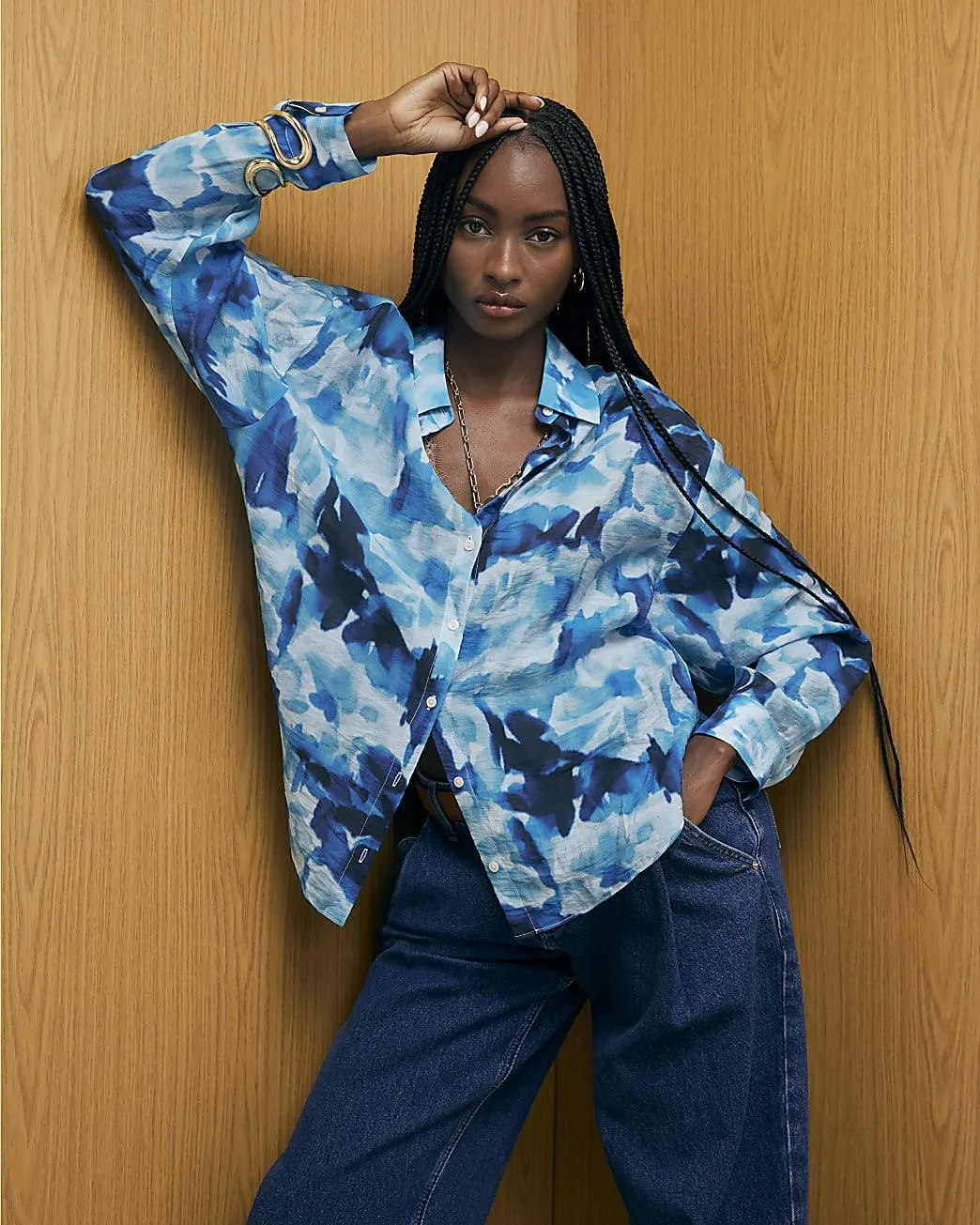 Blue Abstract Print Blouse