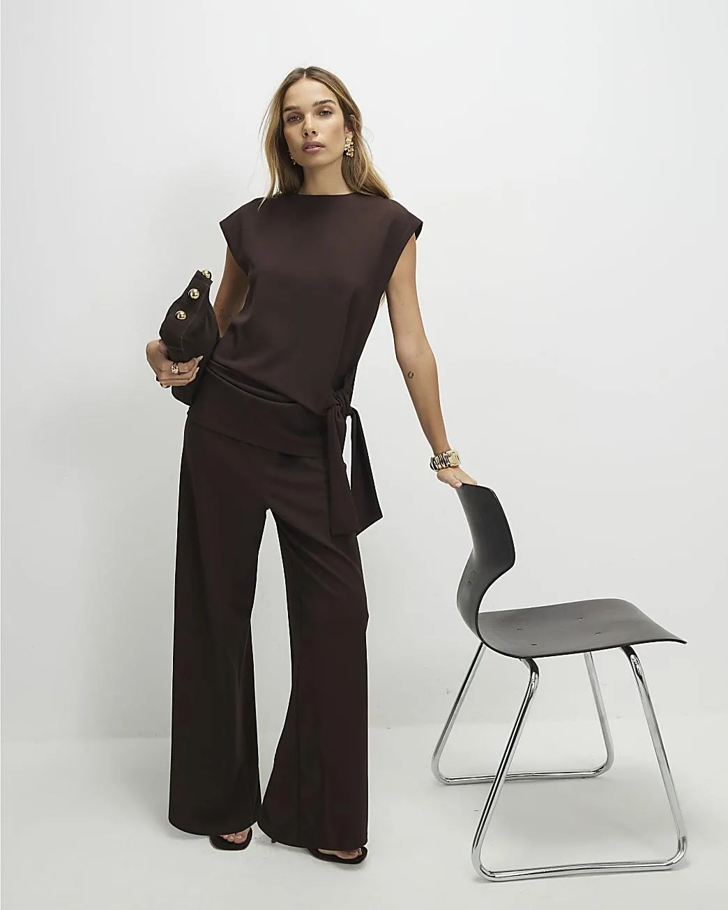 Brown Wide Leg Trousers