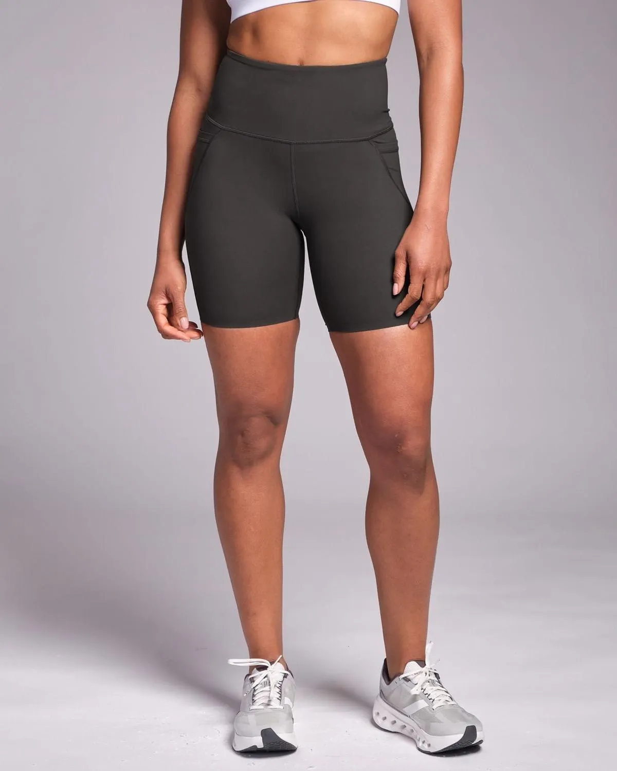 Powercut Sculpt High-Waisted 7" Shorts Asphalt Grey