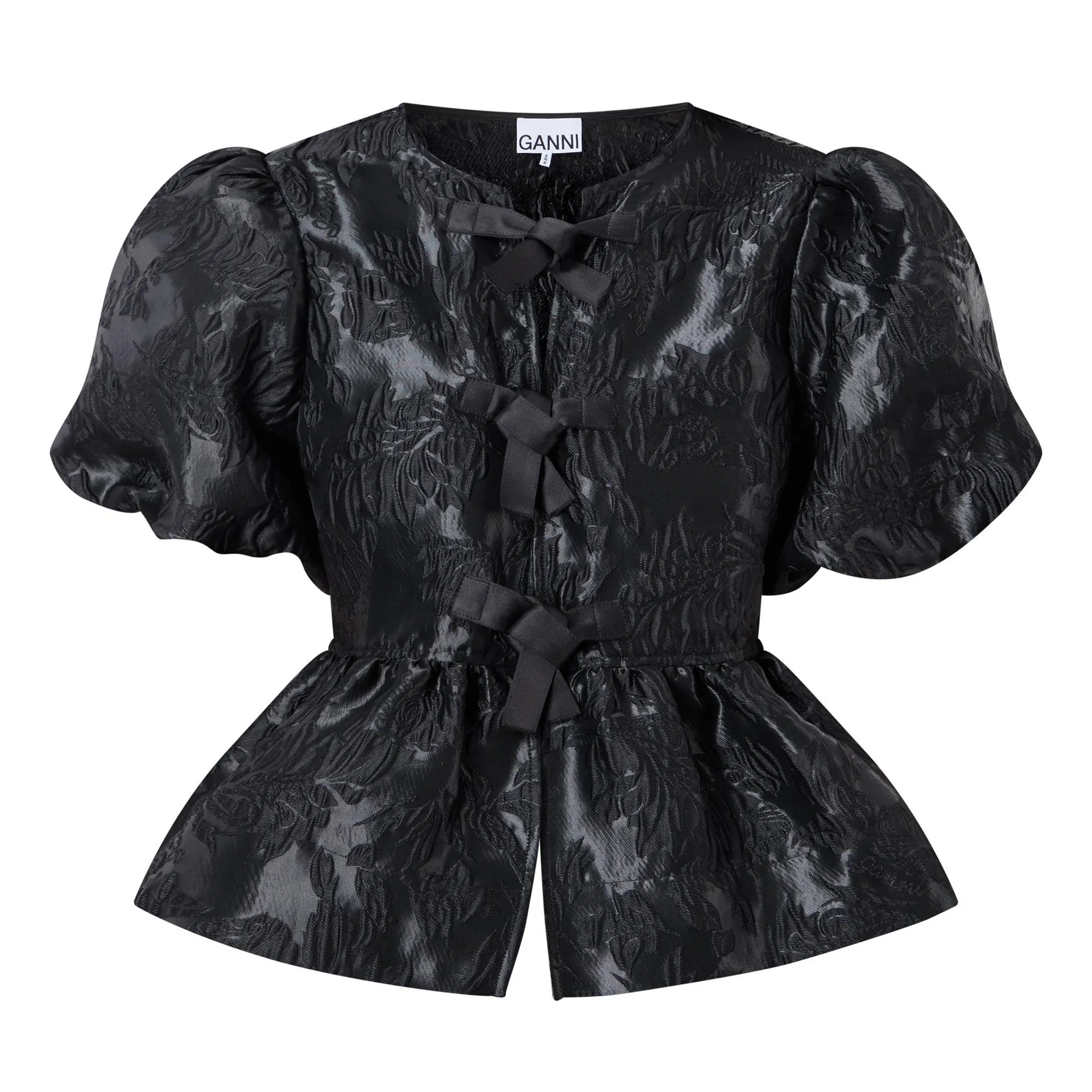 Cloque Jacquard Peplum Blouse