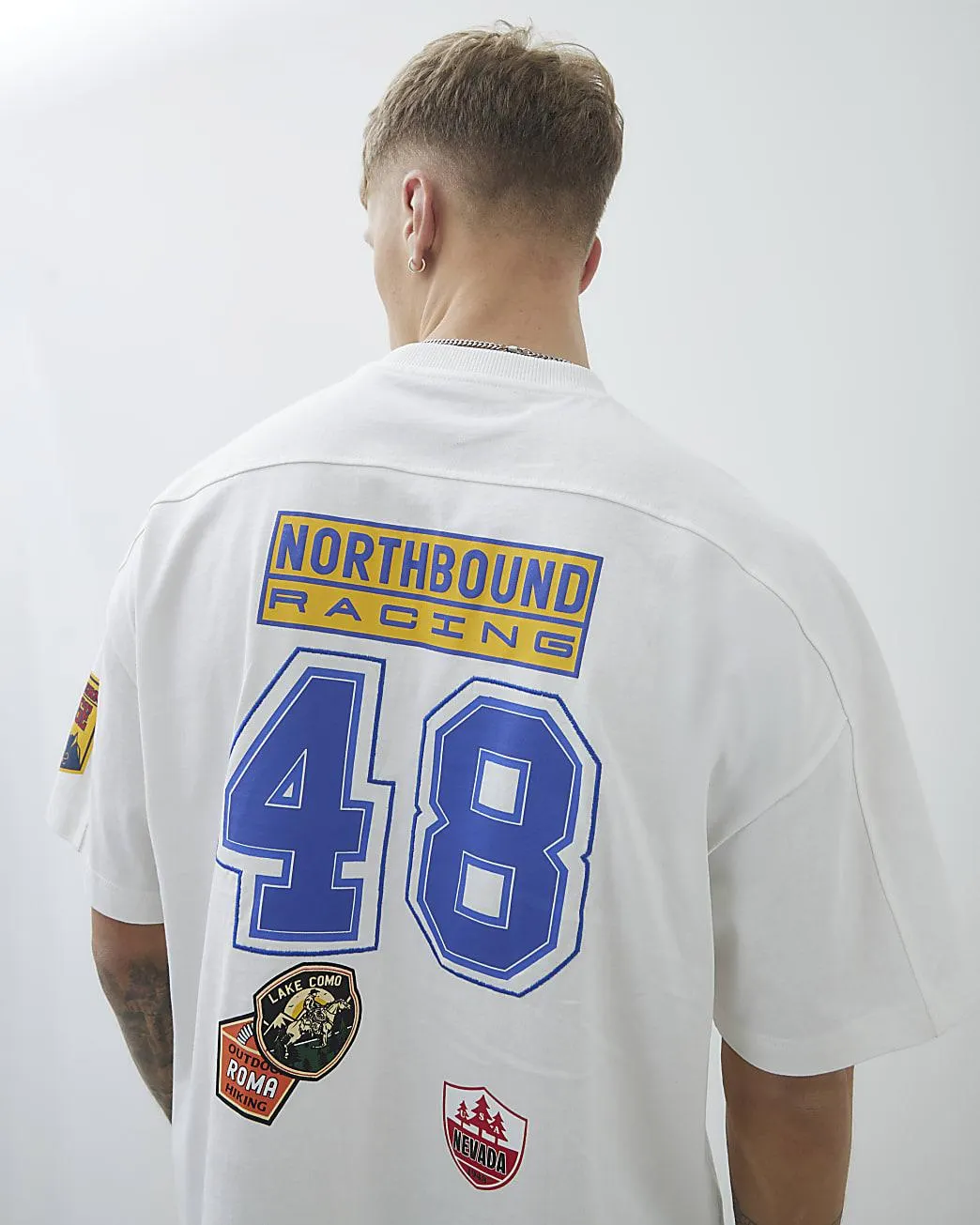Cream Oversized Fit Oakland Badge T-Shirt