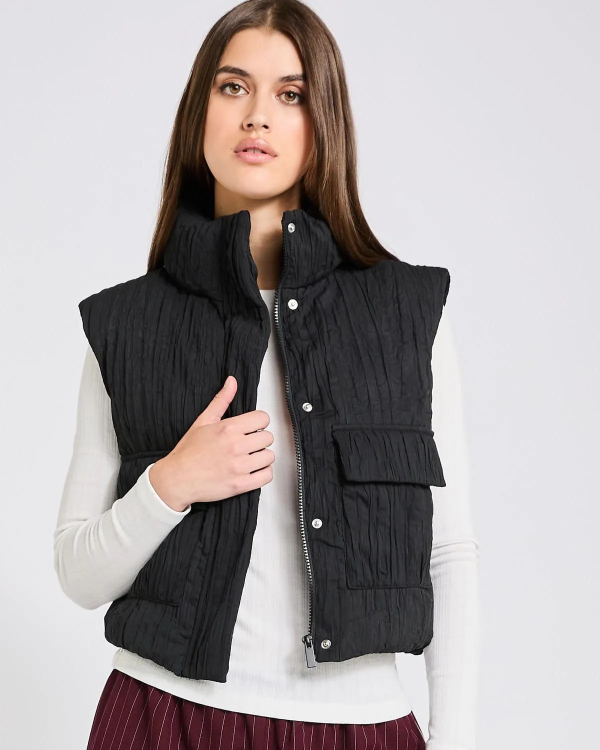 Savida Crinkle Crop Gilet Jacket
