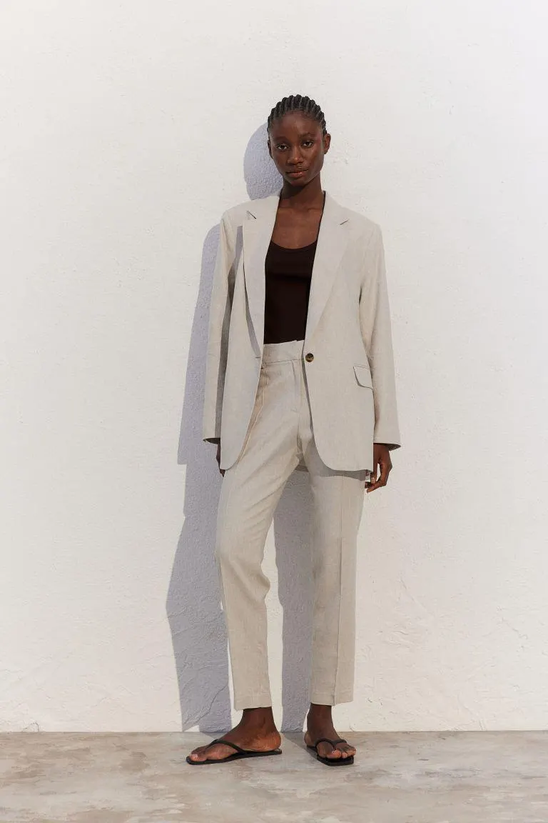 Linen-blend trousers