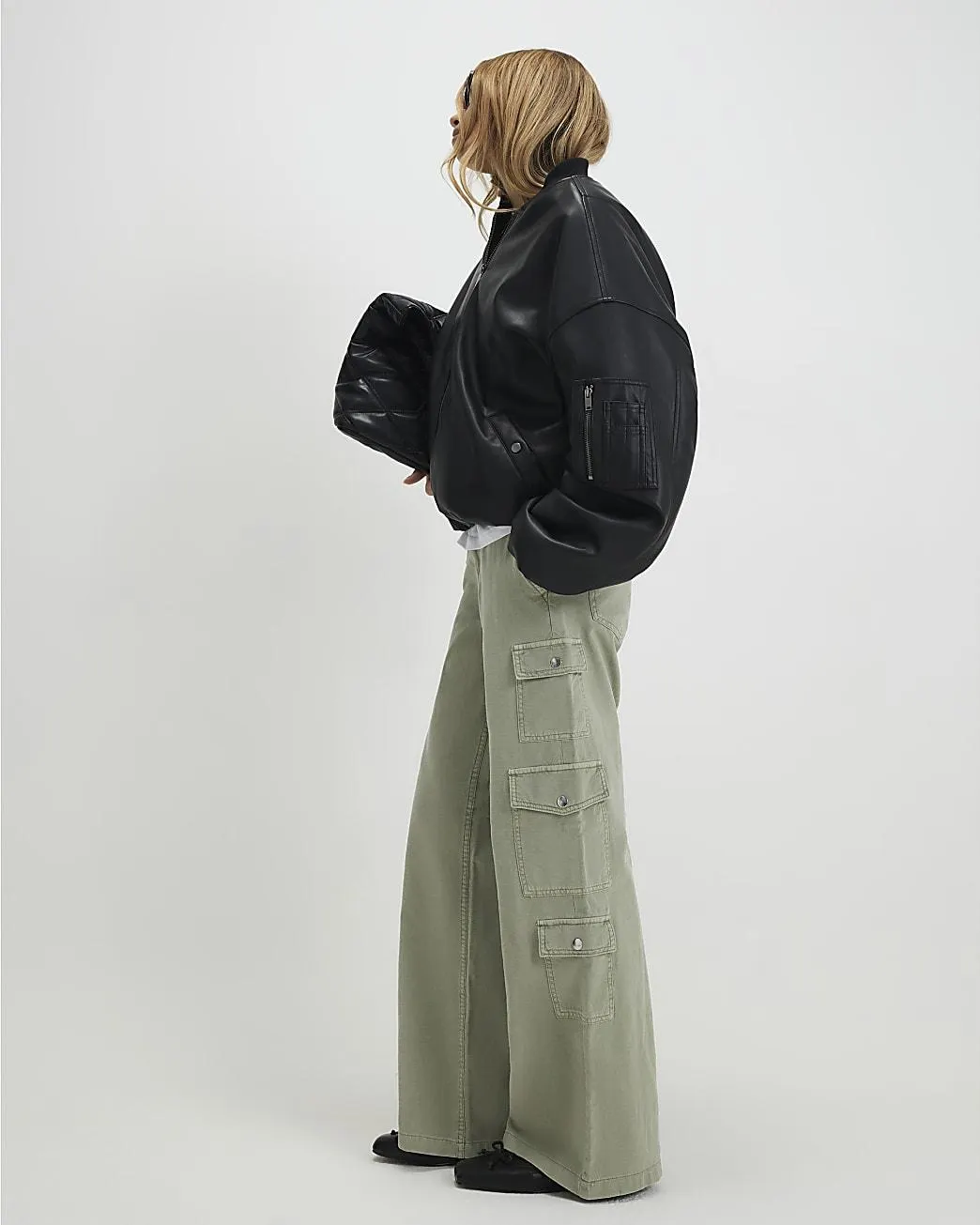 Green Straight Leg Cargo Trousers