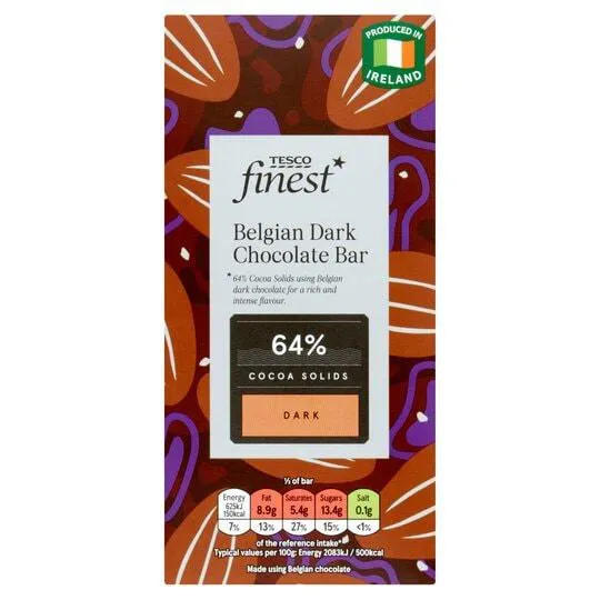 Tesco Finest Belgian Dark Chocolate Bar 90G