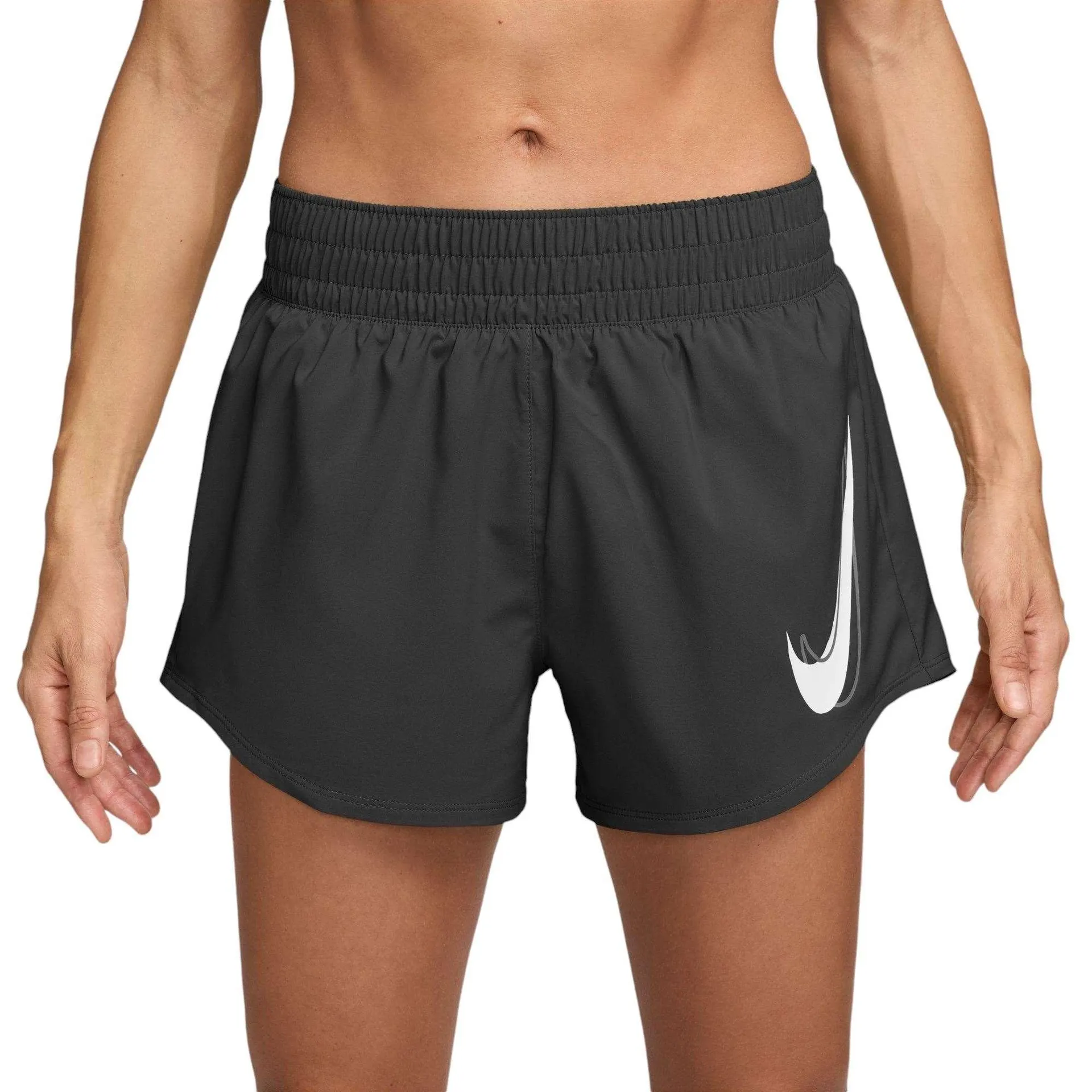 Nike One Swoosh Womens Dri-Fit Mid-Rise Brief-Lined Running Shorts