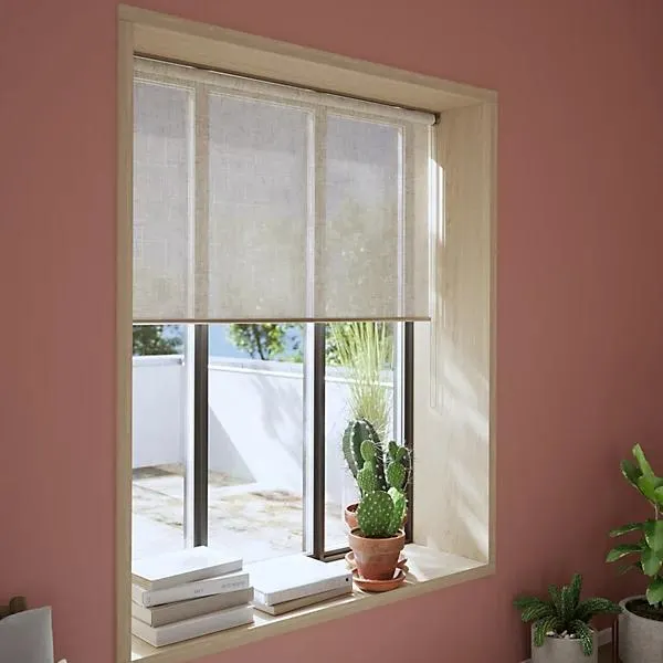 GoodHome Emini Corded Natural Sheer Roller Blind (W)160cm (L)180cm