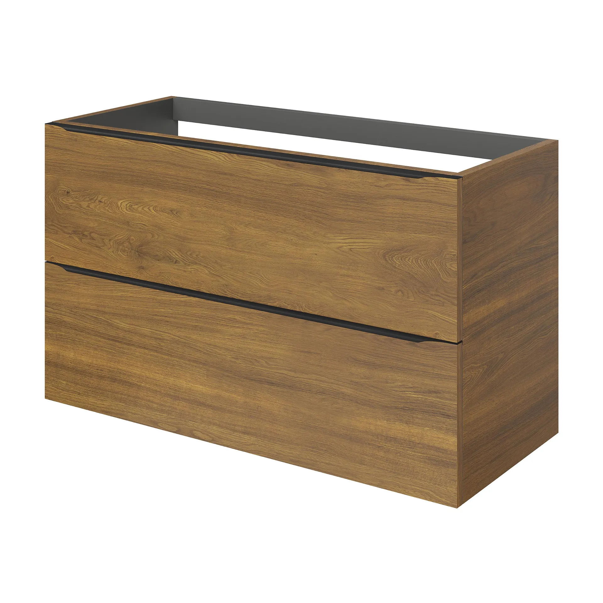 GoodHome Imandra Wide Walnut effect Wall-mounted Bathroom Cabinet (H)60cm (W)100cm