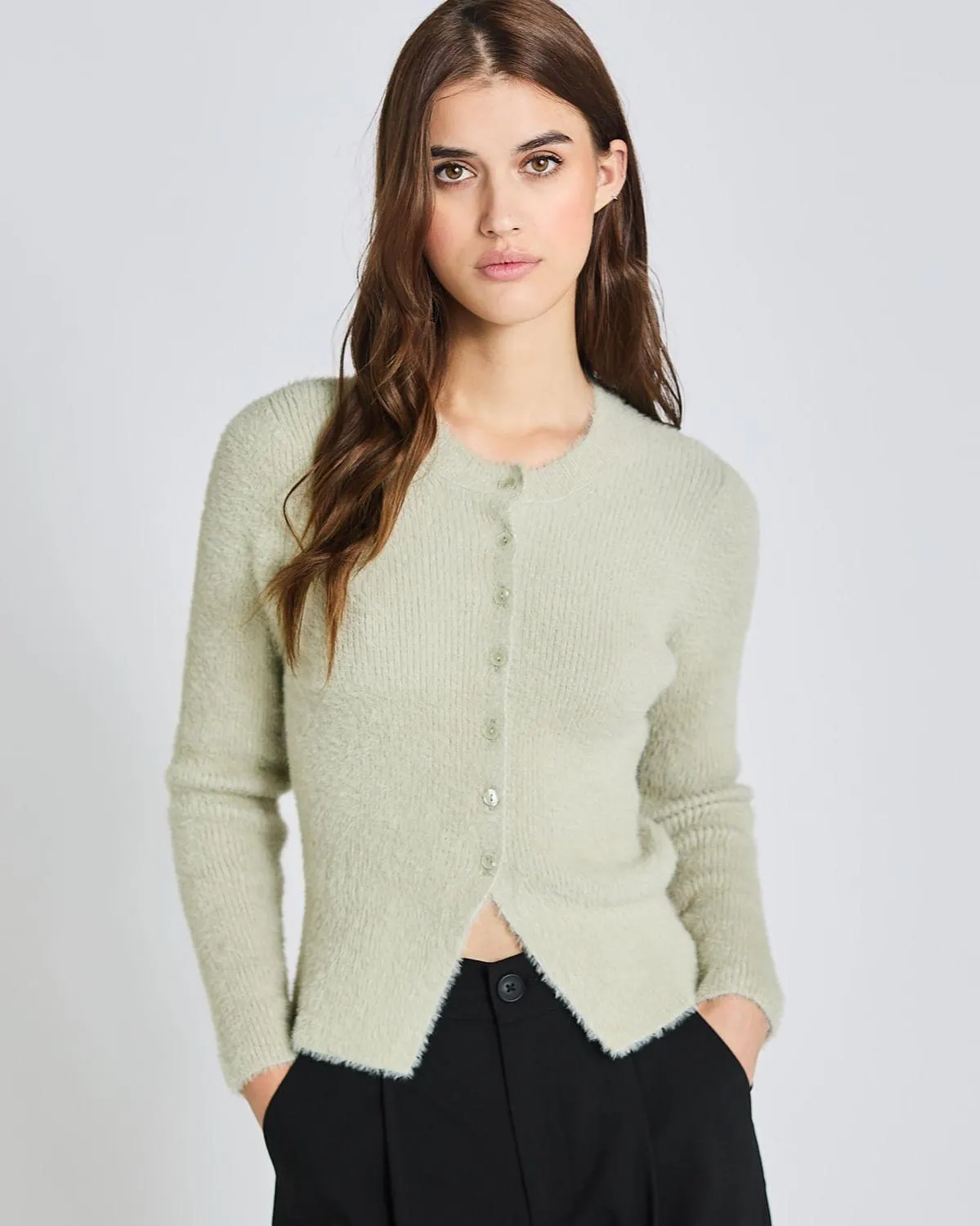 Savida Fluffy Rib Button Cardigan