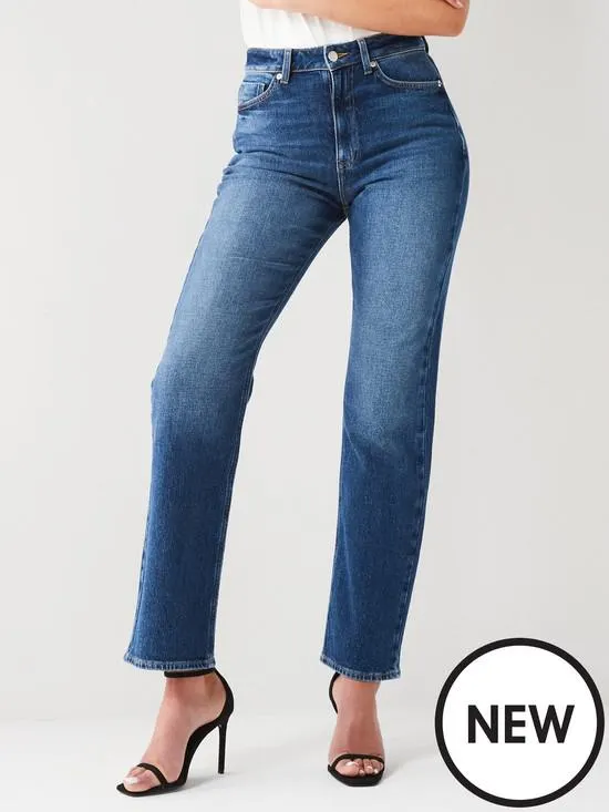 High Waist Slim Straight Jeans