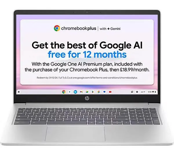 HP 15a-nb0502sa 15.6" Chromebook Plus - Intel® Core™ i3, 128 GB SSD, Silver