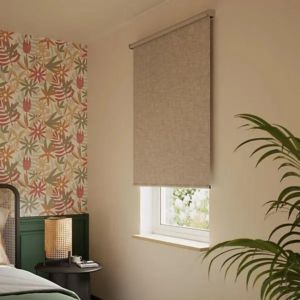 GoodHome Novan Cordless Taupe Blackout Roller Blind (W)90cm (L)180cm